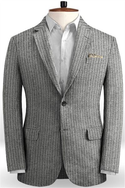 Grey Striped Men Suits
