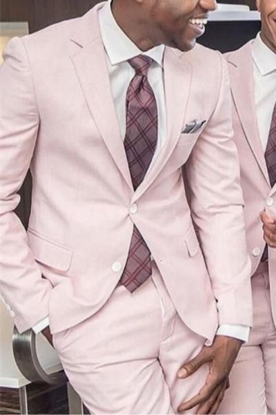 Blushing Pink Slim Fit Groomsmen Wedding Suit