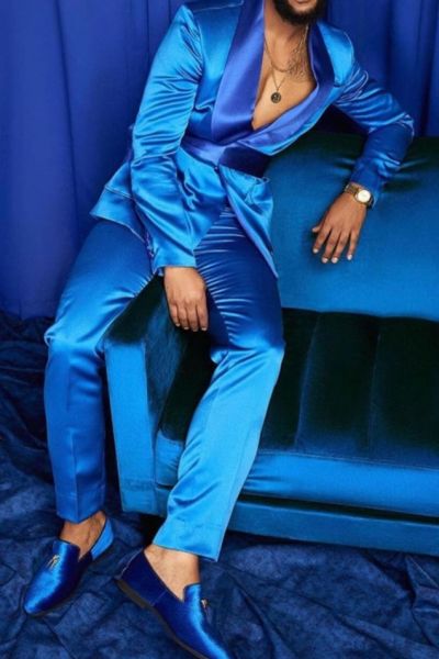 Blue Shawl Lapel Men's Suit for Prom