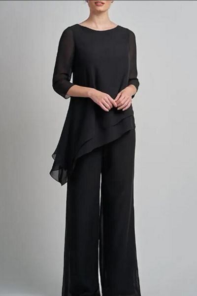 Black Mother of Bride Pants Suits Daily Wear