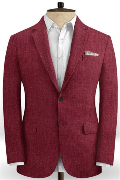 Red Notched Lapel Men Suit