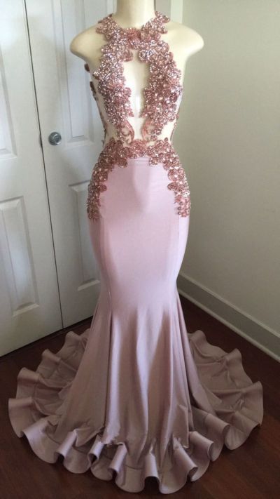 Mermaid Sleeveless Court Train Formal Dress With Appliques