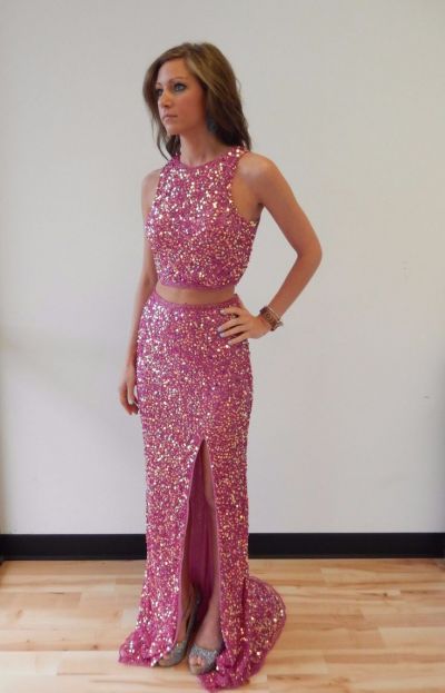 Column Scoop Neck Sleeveless Sweep / Brush Train Evening Gown With Crystal