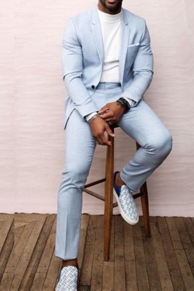 Sky Blue Formal Business Prom Suit