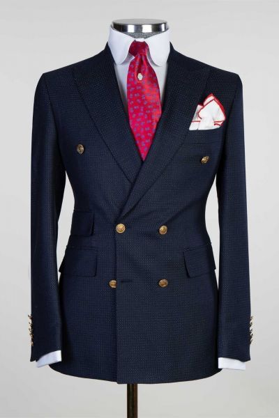 Black Double Breasted  Men Suit