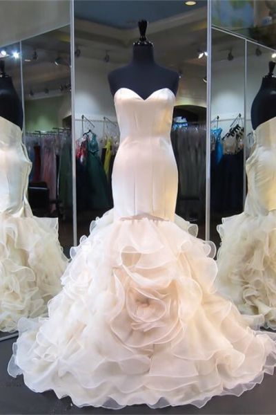 Mermaid Sweetheart Neck Sleeveless Sweep / Brush Train Evening Dress With Ruffles