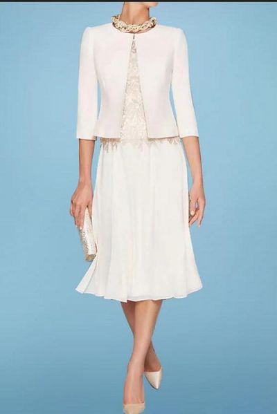 Short Mother of the Bride Dress Jewel Neck Knee Length