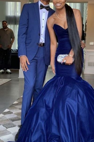 Navy Blue Two-Piece  Prom Suit