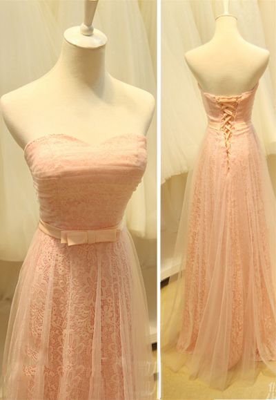 A-line Sweetheart Neck Sleeveless Floor-length Prom Dress With Lace