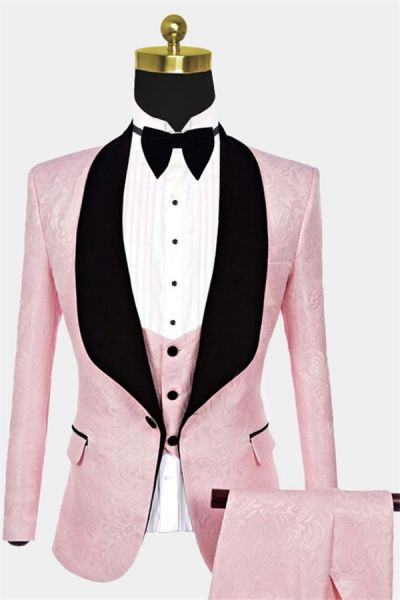 Pink Jacquard Tuxedo for Prom