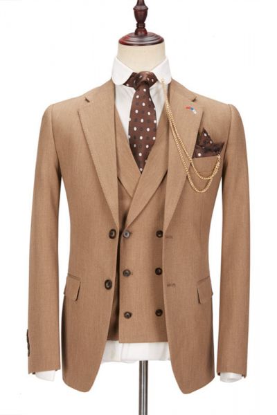 Camel Notched Lapel Slim Fit Men Suit