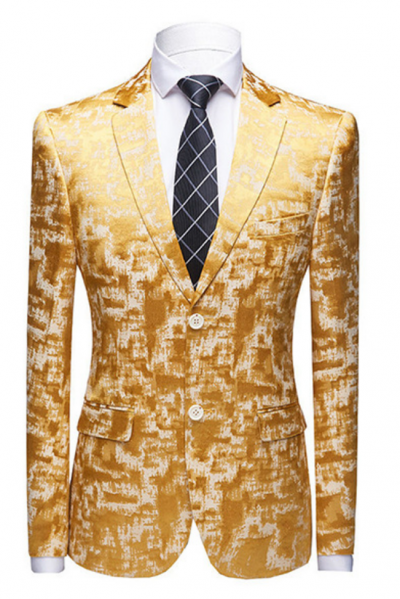 Bright Gold Printed Prom Suit