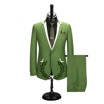 Olive Green Slim Fit Men's Prom Suit