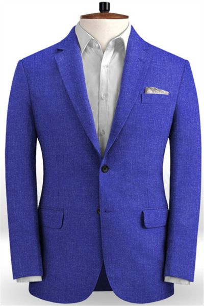 Royal Blue Linen Men Suits