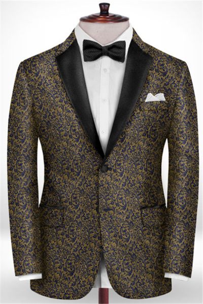 Gold Jacquard Prom Outfits Tuxedo