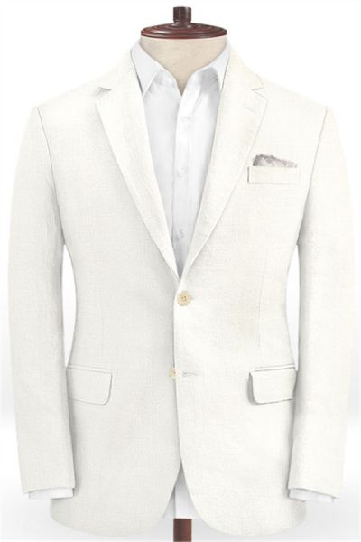 White Linen Beach Wedding Suits
