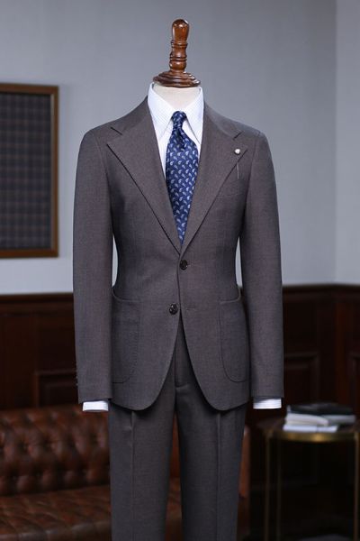Coffee Notched Lapel Business Suit