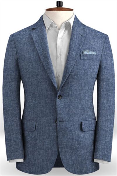 Navy Blue Linen Men Suits