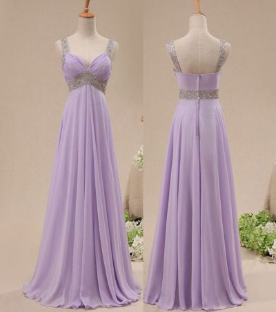 A-line Sleeveless Floor-length 100D Chiffon Evening Gown With Crystal