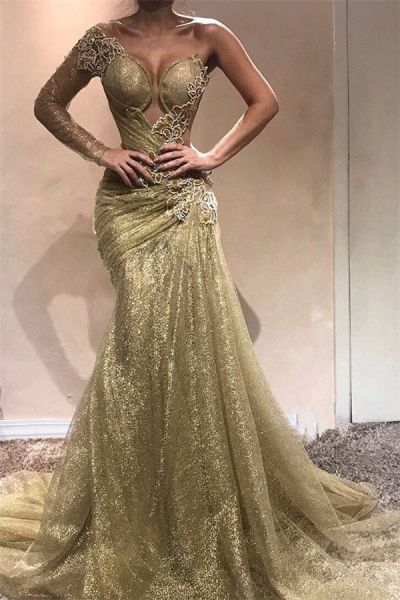 Mermaid One Shoulder Court Train Evening Dress With Appliques