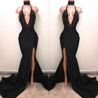 Mermaid Plunging Neckline Sleeveless Sweep / Brush Train Evening Gown With Beading