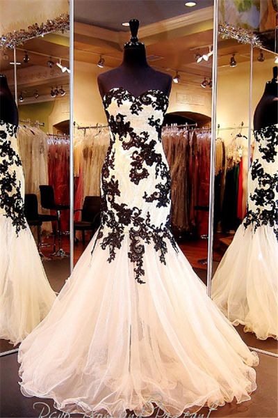 Mermaid Sweetheart Neck Sleeveless Floor-length Organza Formal Dress With Lace