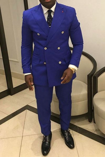Royal Blue Slim Fit Double Breasted Prom Suit