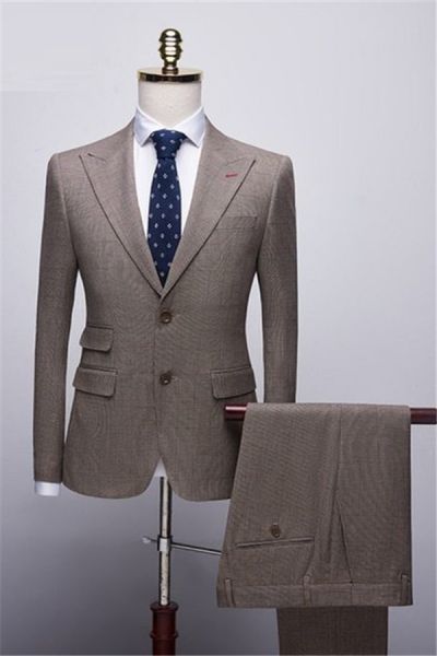 Brown Two-Button Peak Lapel Tuxedos