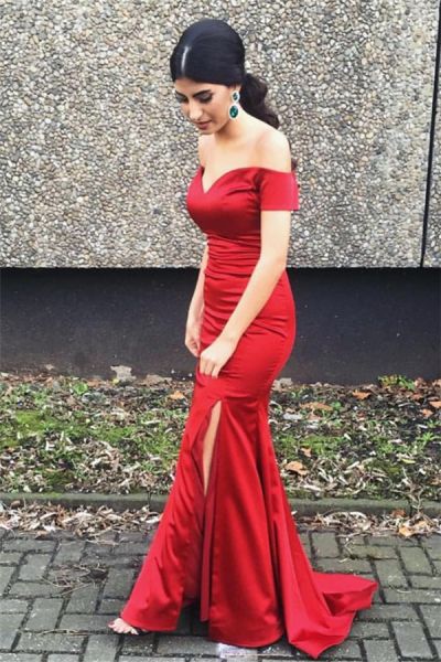 Mermaid Sweetheart Neck Cap Sleeves Stretch Satin Evening Gown With Court Train