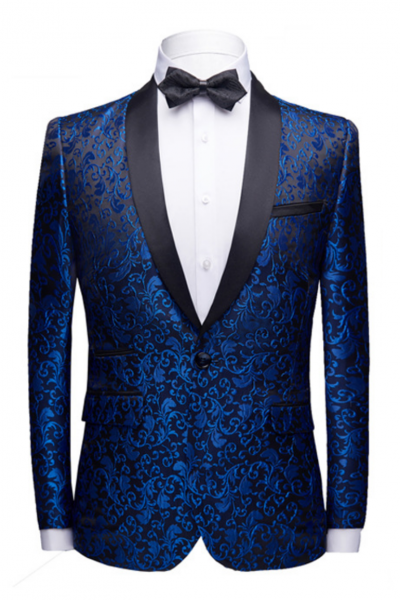 Royal Blue Jacquard Prom Suit