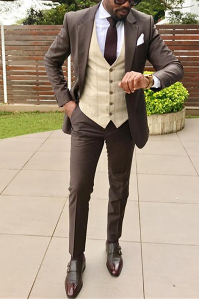 Brown Slim Fit Bespoke Formal Men's Suit