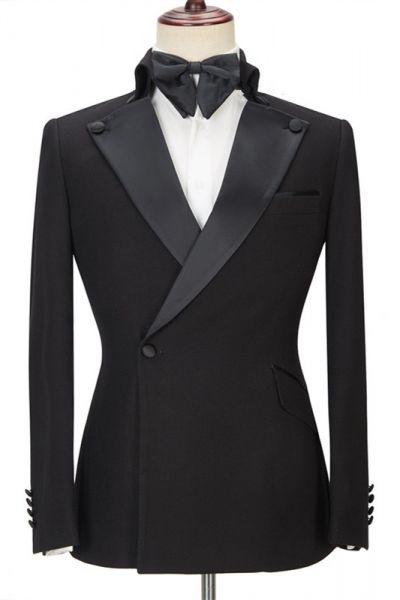 Black Slim Fit Prom Men Suit with Peaked Lapel