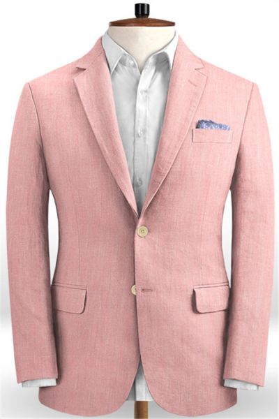 Candy Pink Linen Prom Suits