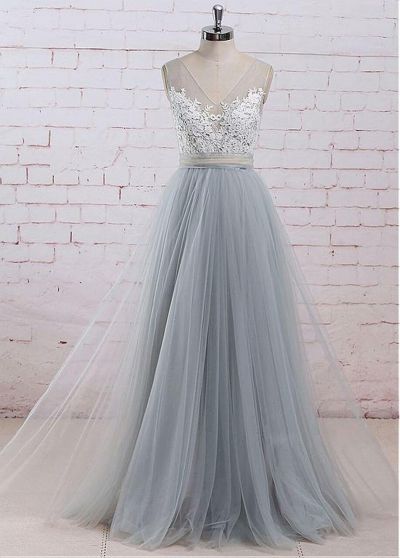 A-line V-neck Sleeveless Bridesmaid Dress With Sweep / Brush Train