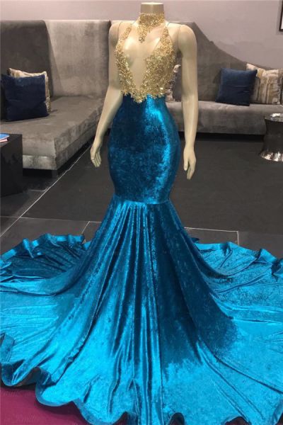 Mermaid V-neck Sleeveless Court Train Evening Dress With Appliques