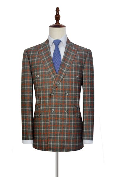 Orange Grey Double Breasted Leisure Suits for Men