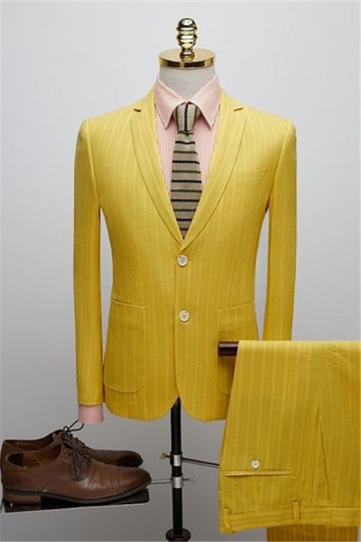 Yellow Slim Fit Prom Suits