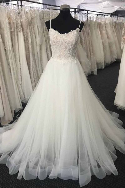 A-line Sweetheart Neck Sleeveless Floor-length Tulle Bridal Attire With Lace