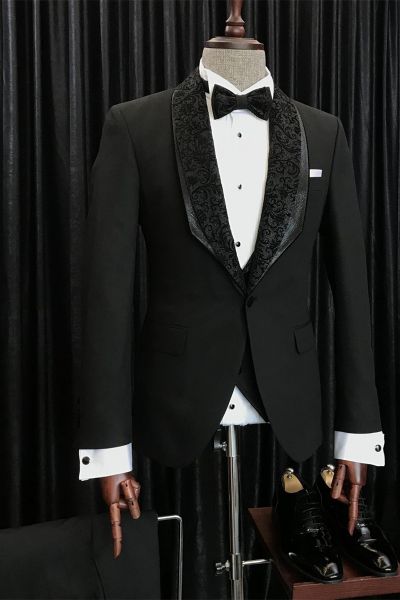 Black Slim Fit Wedding Men Suit