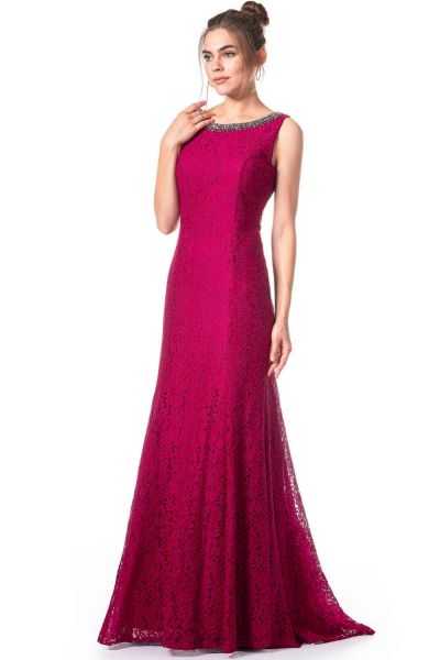 Mermaid Jewel Neck Sleeveless Floor-length Lace Formal Wear With Lace
