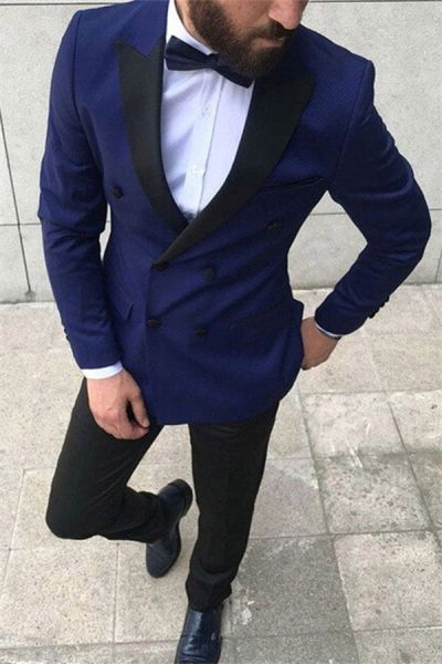 Navy Blue Double Breasted Mens Suit