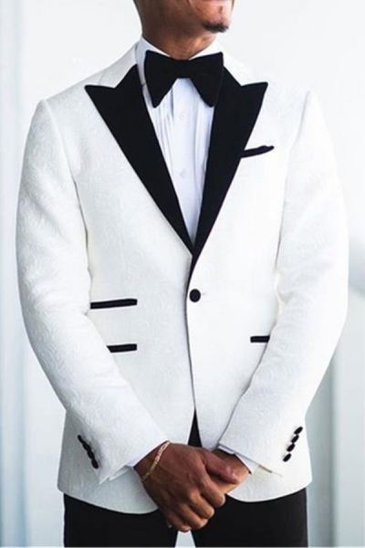 White Jacquard Wedding Suit