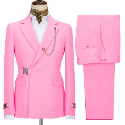Pink Slim Fit Notched Lapel Business Men Suit