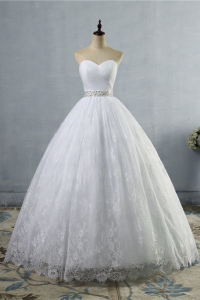A-line Sweetheart Neck Sleeveless Floor-length Tulle Bridal Attire With Lace