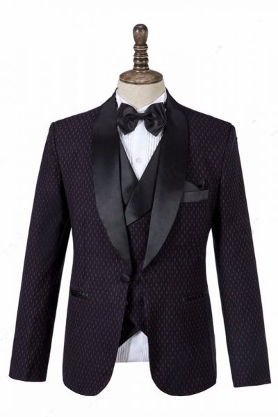 Black Shawl Lapel Three-Piece Wedding Tuxedo