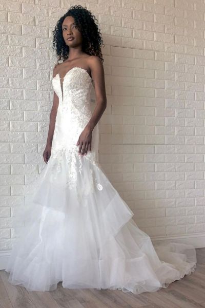 Mermaid Sweetheart Neck Sleeveless Floor-length Lace Bridal Dress With Lace