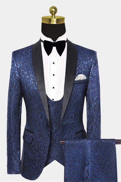Navy Blue Damask Tuxedo