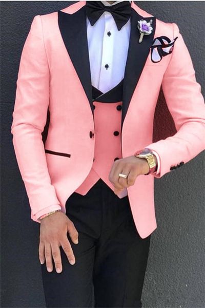 Pink Peak Lapel Prom Suit