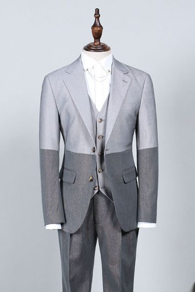 Gray Single Breasted Business Suit