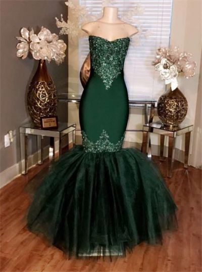 Mermaid Sweetheart Neck Sleeveless Floor-length Evening Dress With Appliques